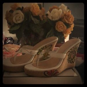 White Bumble Bee Coach Sandals